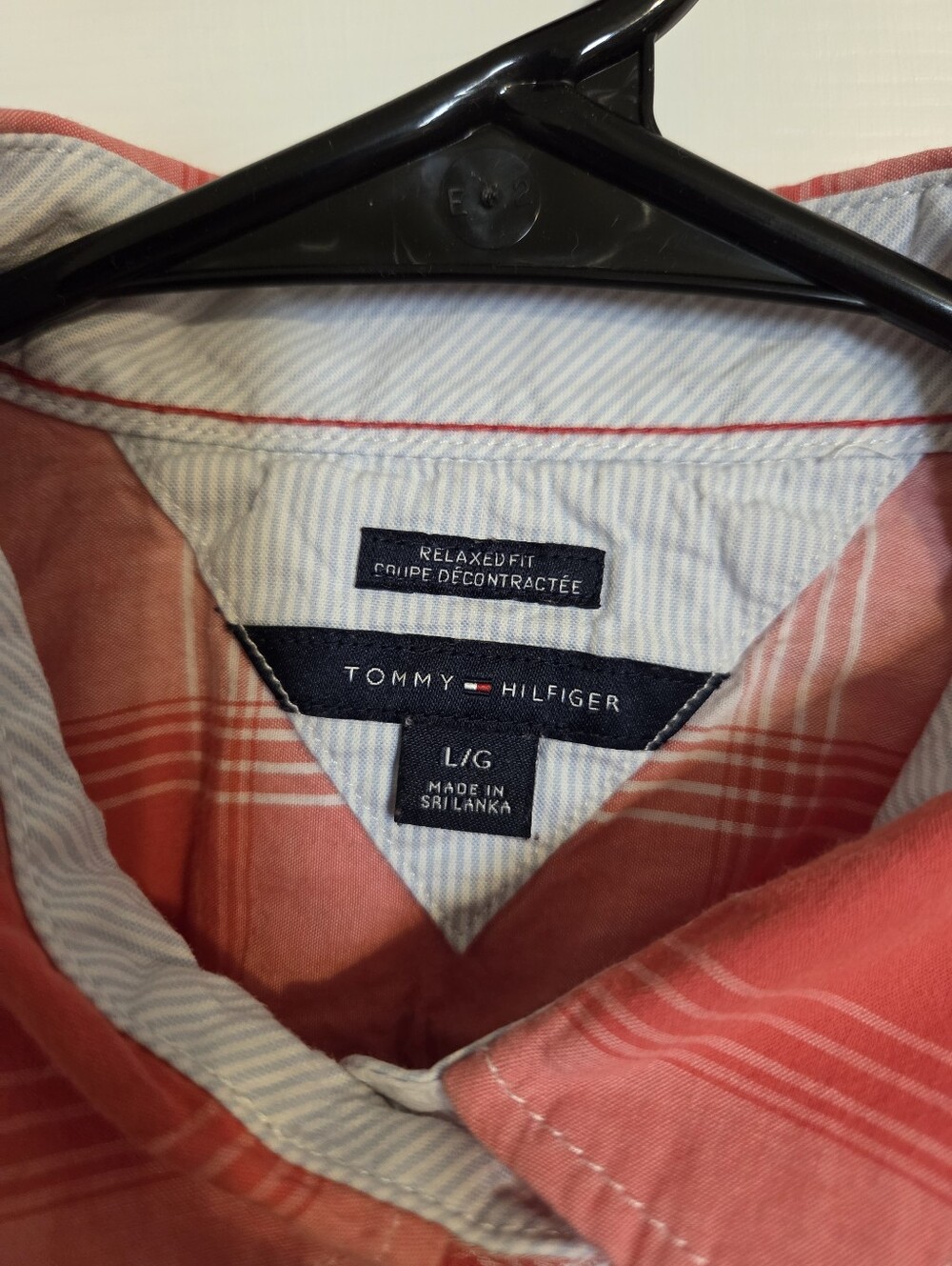 Tommy Hilfiger Plaid Relaxed Fit Shirt Large Corral - Picture 2 of 10